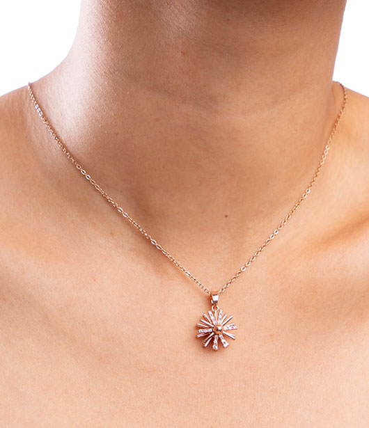 Rose Gold Sunburst Chain Pendant