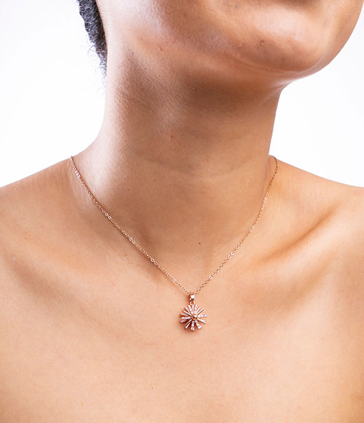 Rose Gold Sunburst Chain Pendant