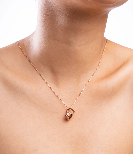 Rose Gold Mini Ring Chain Pendant