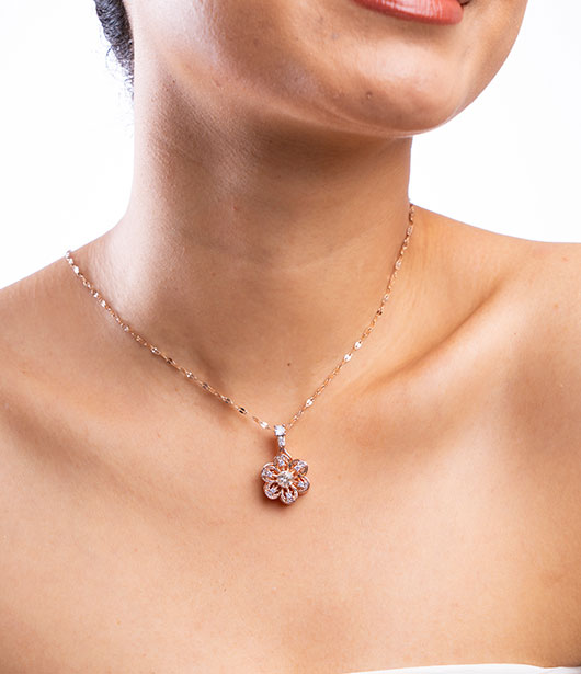 Floral Rose Gold Chain Pendant