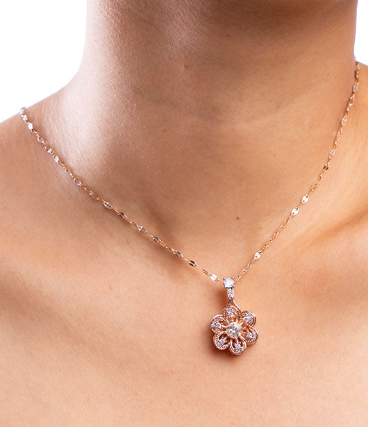 Floral Rose Gold Chain Pendant