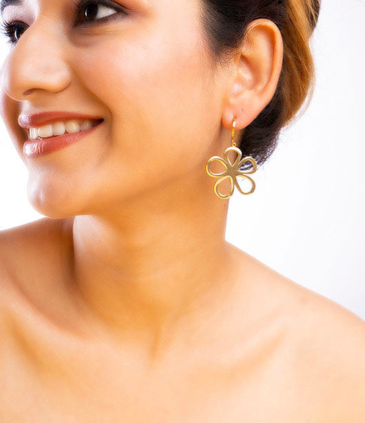 Gold Floral Drop Earrings