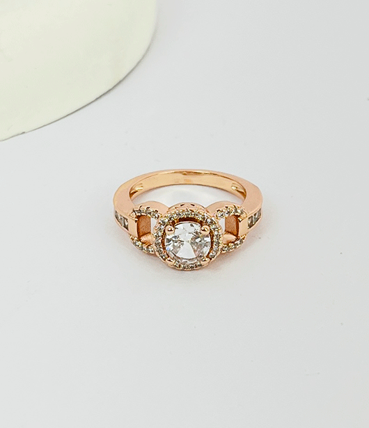 Rose Gold Circle Link Stone Ring