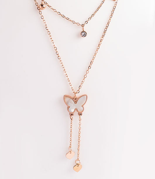 Rose Gold Butterfly Charm Necklace