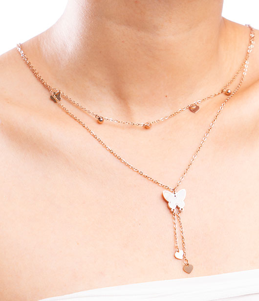 Rose Gold Butterfly Charm Necklace