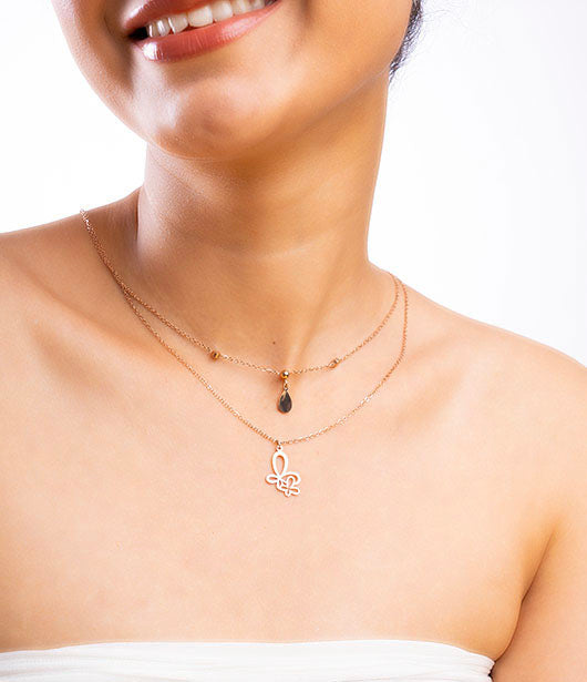 Rose Gold Double-Layered Pendant Necklace