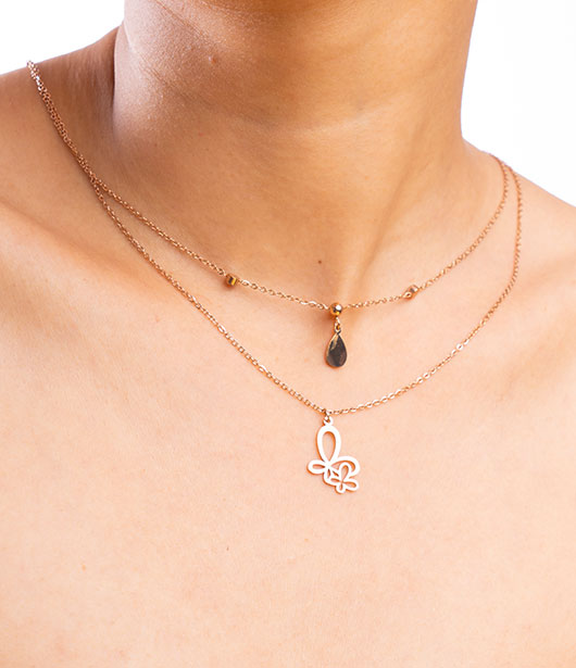 Rose Gold Double-Layered Pendant Necklace