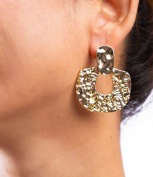 Textured Gold Statement Earrings