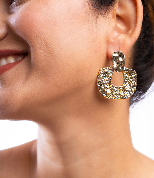 Textured Gold Statement Earrings