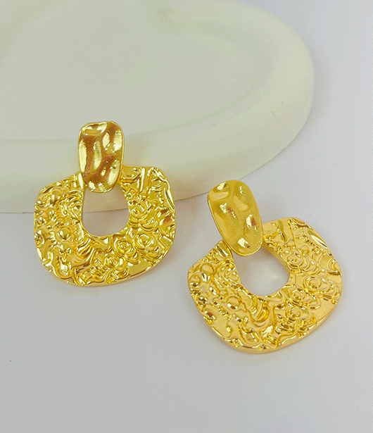 Textured Gold Statement Earrings