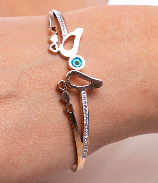 Rose Gold Hamsa and Evil Eye Bracelet