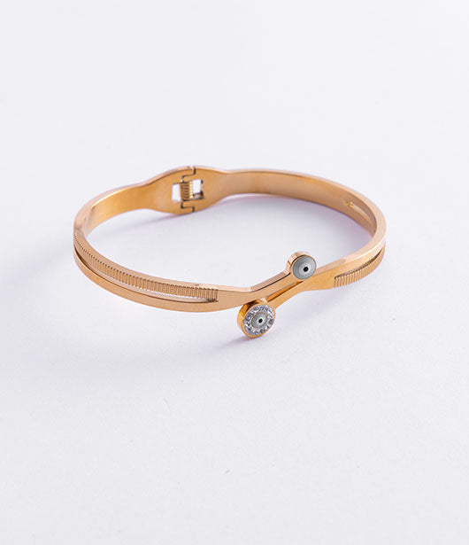 Gold Evil Eye Bangle Bracelet