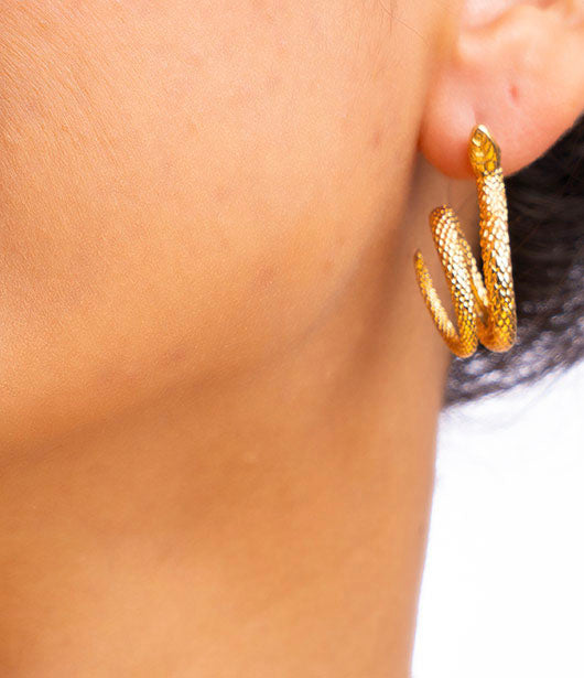 Gold Snake Hoop Earrings