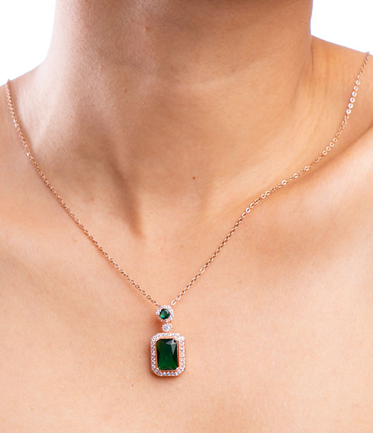 Stainless Steel Emerald Chain Pendant