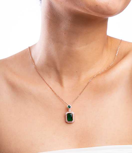 Stainless Steel Emerald Chain Pendant