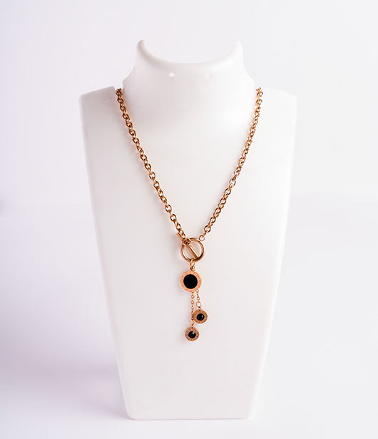 Black Stone Drop Pendant Necklace