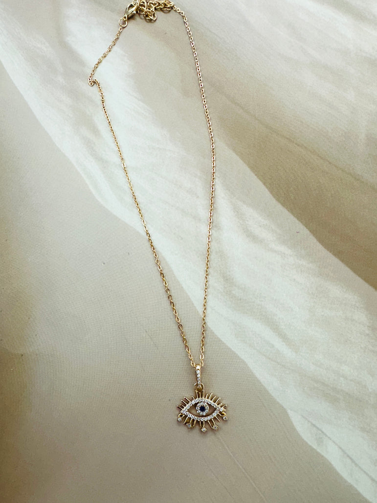 Gold Eye Chain Pendant  in Stainless Steel