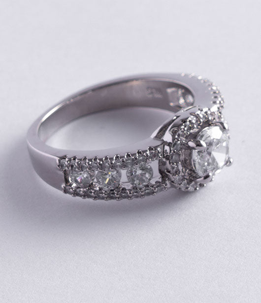 Double Halo American Diamond Ring