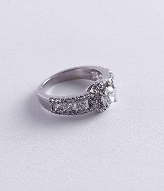 Double Halo American Diamond Ring