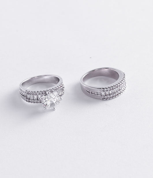 Dual Glam American Diamond Ring Set