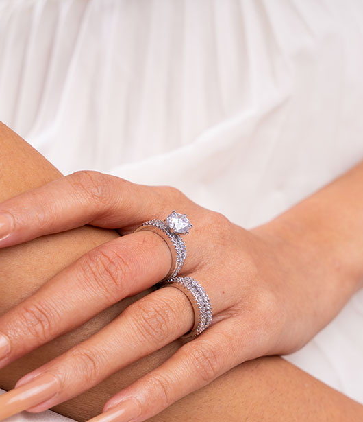 Dual Glam American Diamond Ring Set