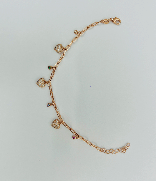 Brass Heart Charm Bracelet