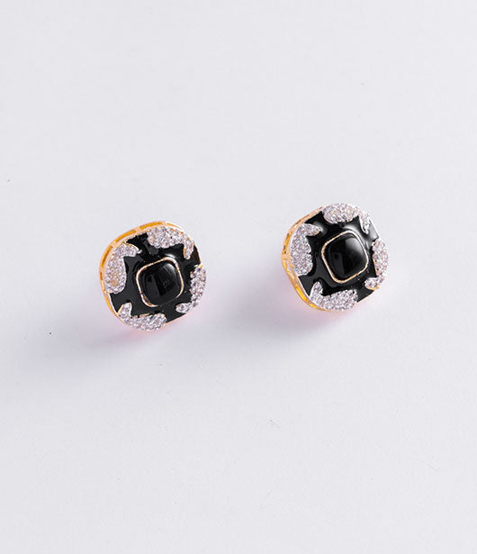 Black and Silver Crystal Stud Earrings