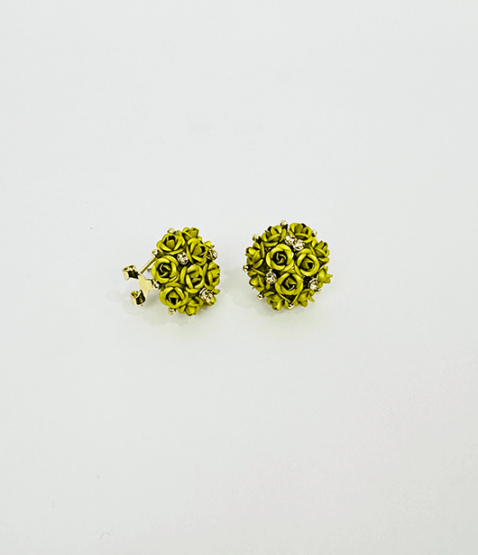 Floral Bouquet Stud Earrings with Crystal Accents