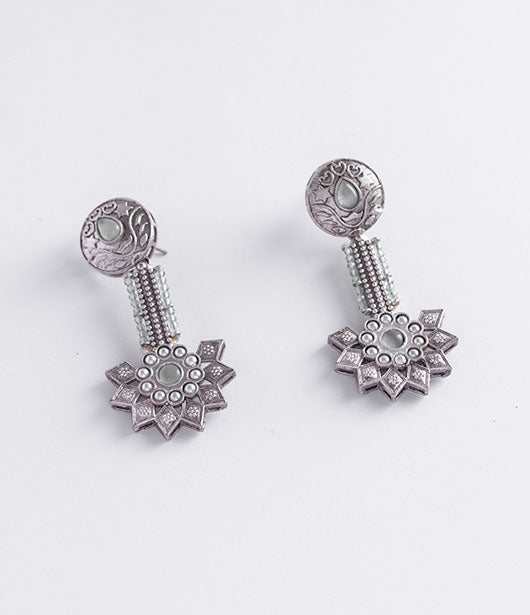 Silver Floral Drop Earrings