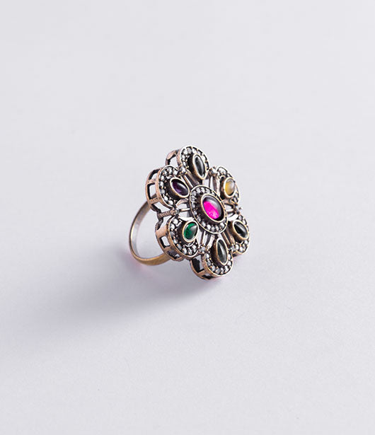 Multicolor Floral Statement Ring