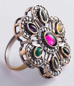 Multicolor Floral Statement Ring