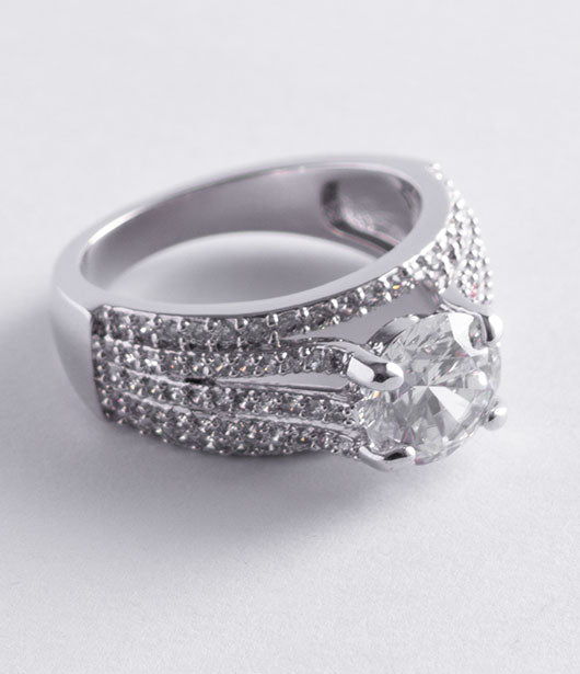 Silver Solitaire Diamond Ring