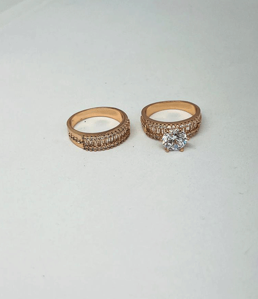 Dual Glam American Diamond Ring Set