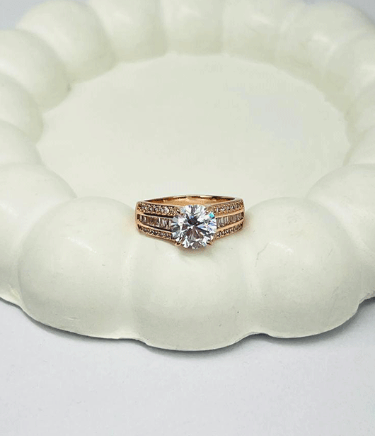 Regal Brass Splendor American Diamond  Ring