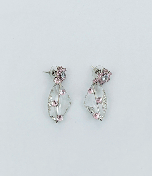 Floral Crystal Leaf Drop Earrings