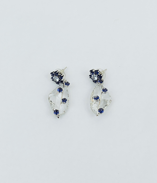 Floral Crystal Leaf Drop Earrings