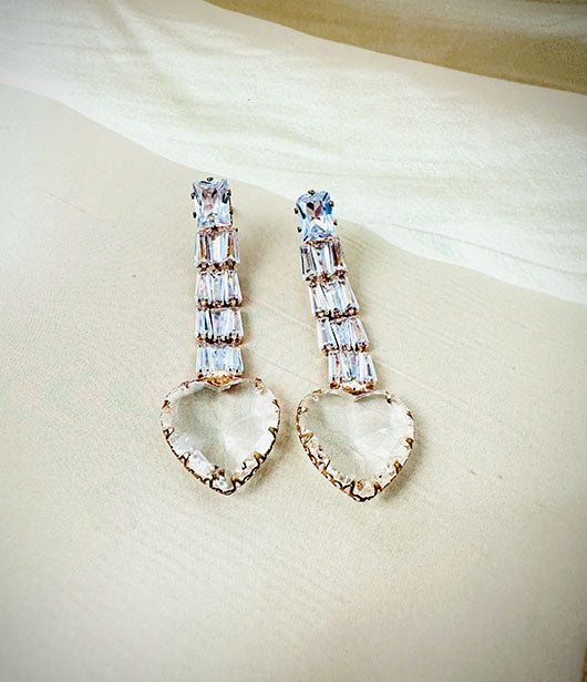 Heart Crystal Drop Earrings