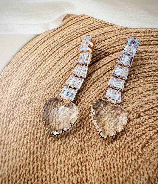 Heart Crystal Drop Earrings