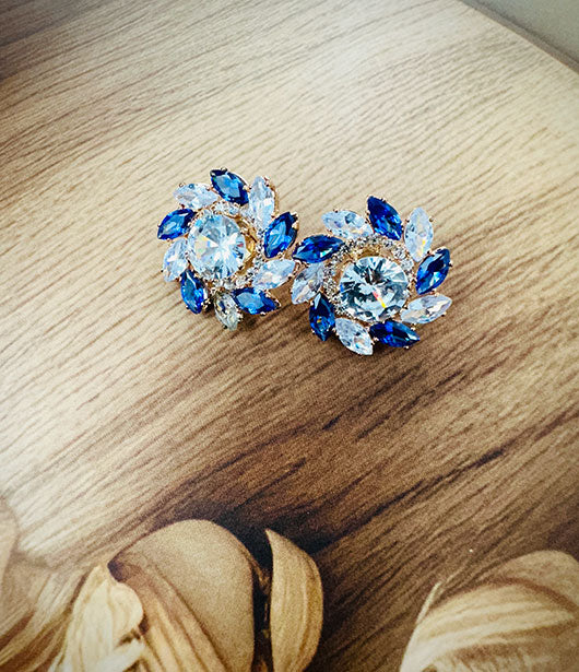 Floral Cluster Crystal Stud Earrings