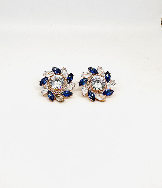 Floral Cluster Crystal Stud Earrings