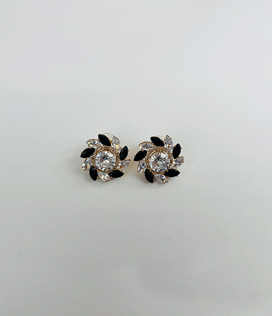 Floral Cluster Crystal Stud Earrings