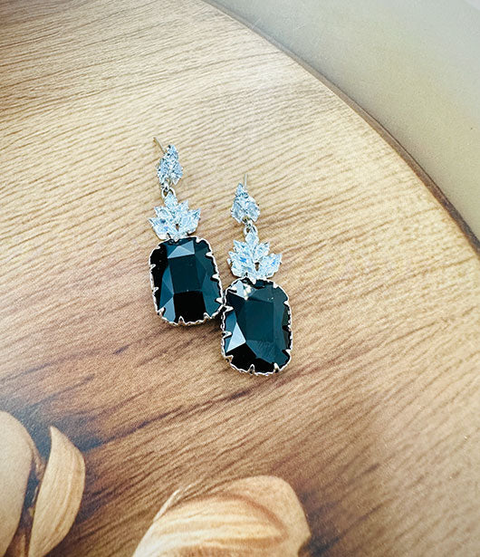 Elegant Black Crystal Drop Earrings