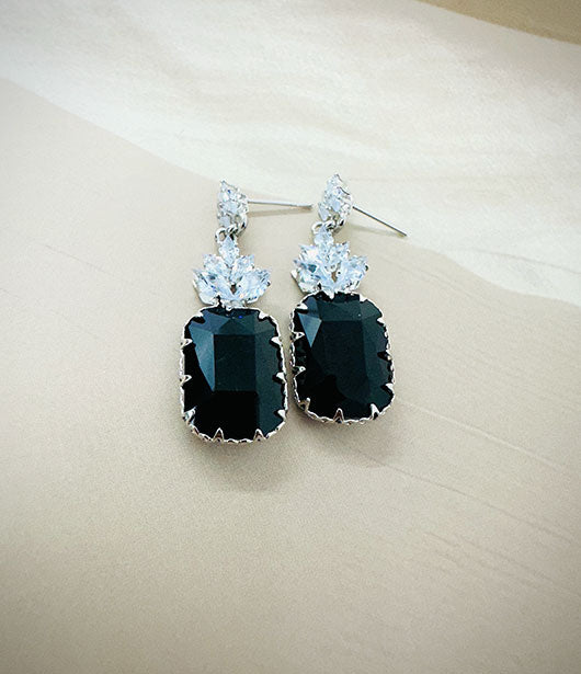 Elegant Black Crystal Drop Earrings