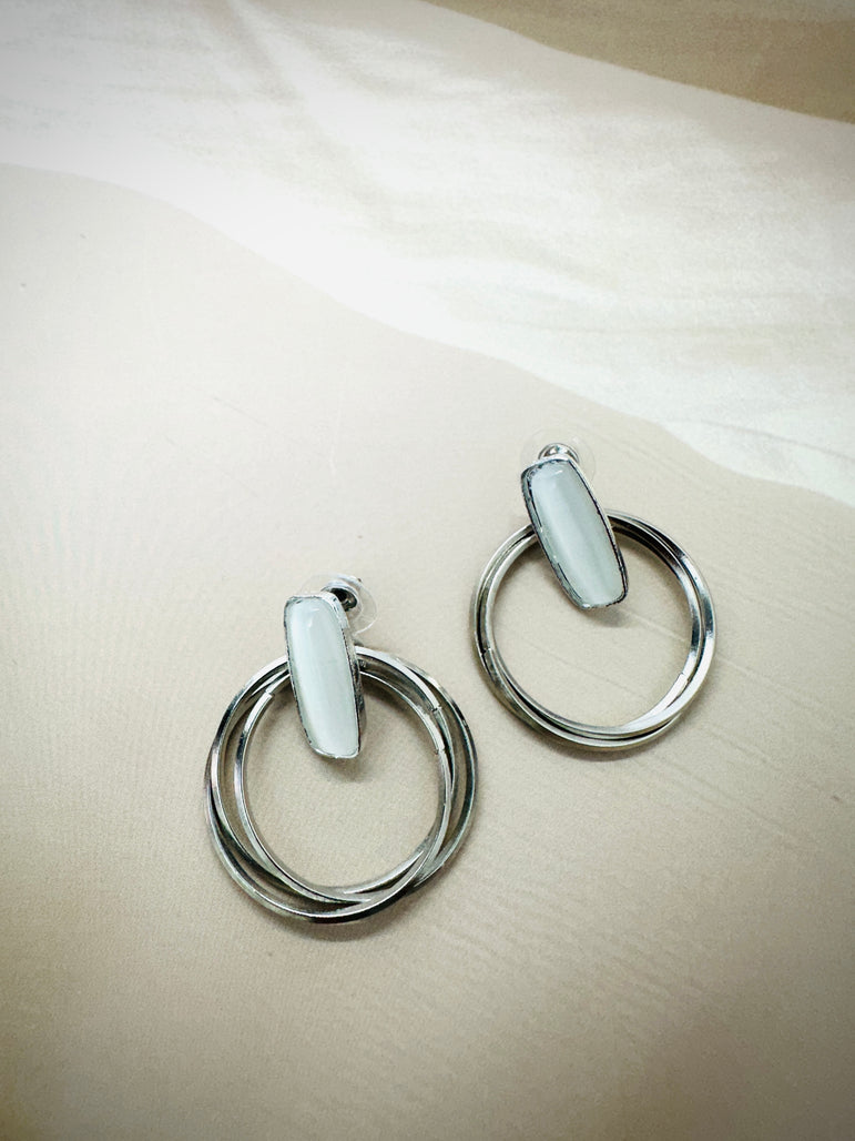 Minimalist Double Hoop Drop Earrings