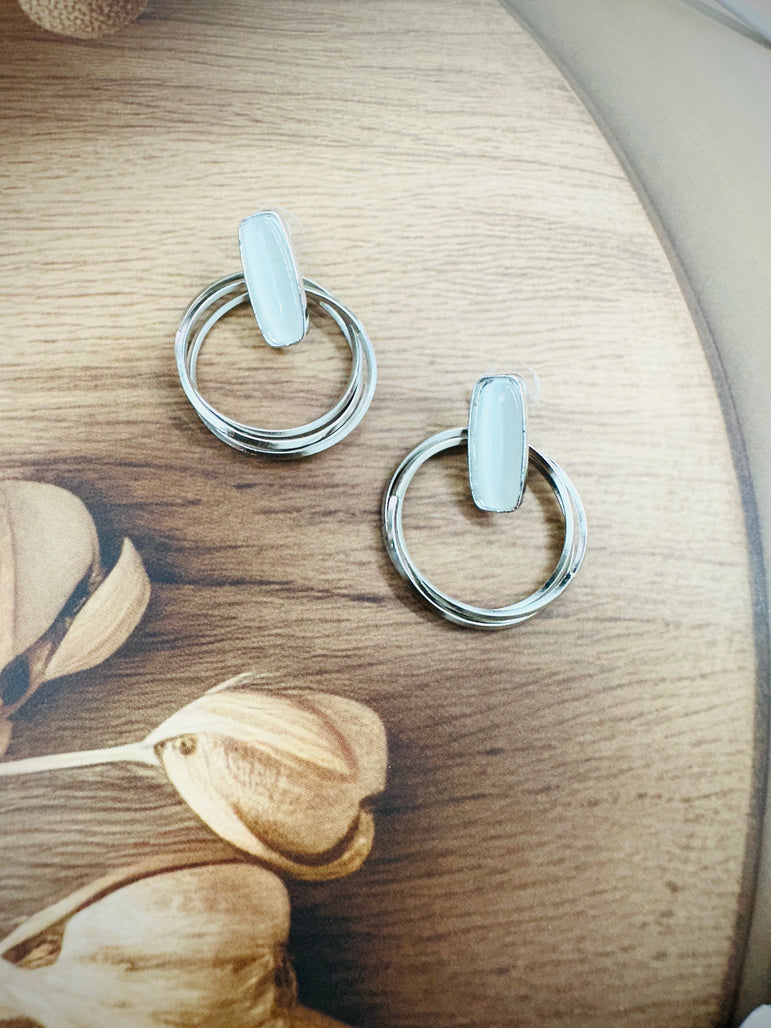 Minimalist Double Hoop Drop Earrings