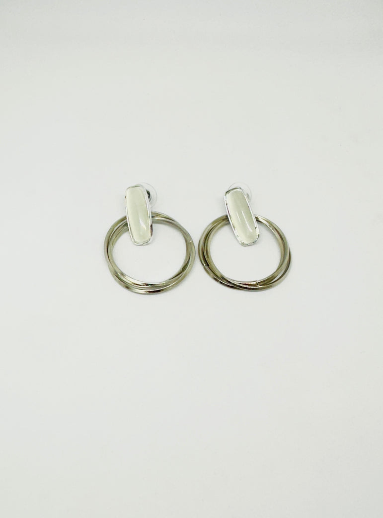 Minimalist Double Hoop Drop Earrings