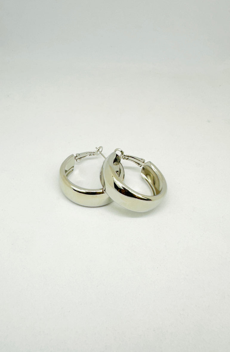 Sleek Silver-Tone Hoop Earrings