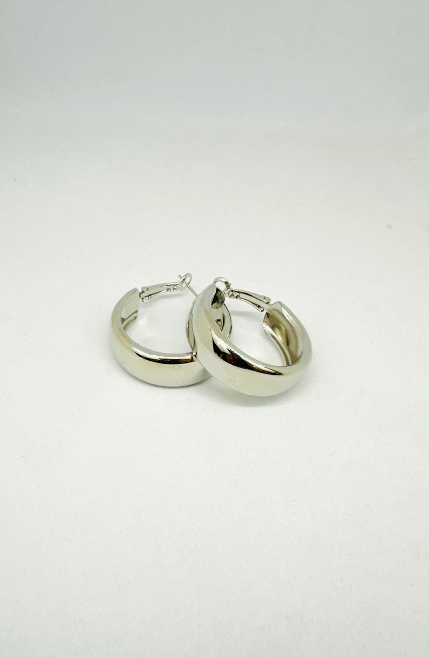 Sleek Silver-Tone Hoop Earrings