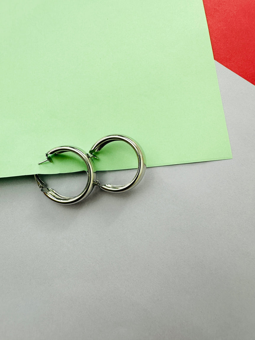 Sleek Silver-Tone Hoop Earrings